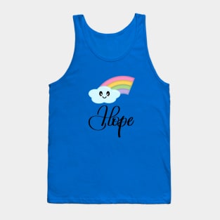 Hope with Kawaii Cute Rainbow Cloud in Blue Tank Top